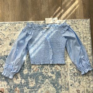 Zara Blue Elastic Trim Crop Top